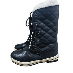 Sociology Black Quilted Sherpa Lined Lace Up Boots